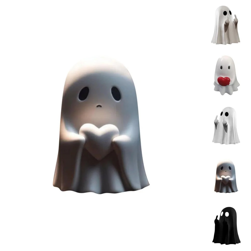 Halloween Finger Cute Ghost Statue - Spooky Resin Ghost Statue, Cute Finger Ghost Decor for Halloween Decorations, Porch and Indoor Spooky Home Decor